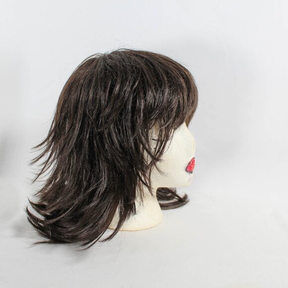 Shaggy Layered Lace Front Wig - Dark Brown, Synthetic, Adjustable Fit, Used - Picture 4 of 12